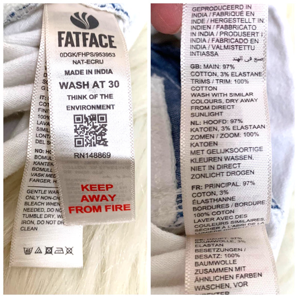 FAT FACE KIDS YOUNG CREW Kids White Shortie Dungaree Overall Jeans Sz 4/5 NWT - Picture 8 of 11